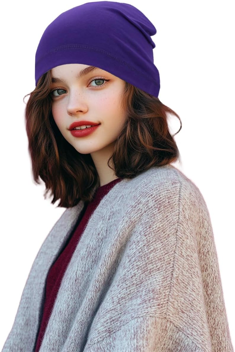SRLLBBY Lightweight Cotton Beanie, Breathable Thin Sleep Hats, Skull Caps for Running Cycling Hiking Fishing - Image 2